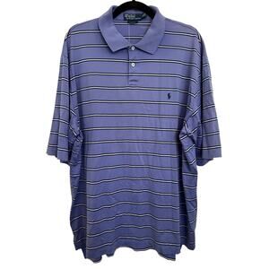 Ralph Lauren Purple Cotton Stripe Short Sleeve Polo Golf Fit Pony Preppy Mens XL